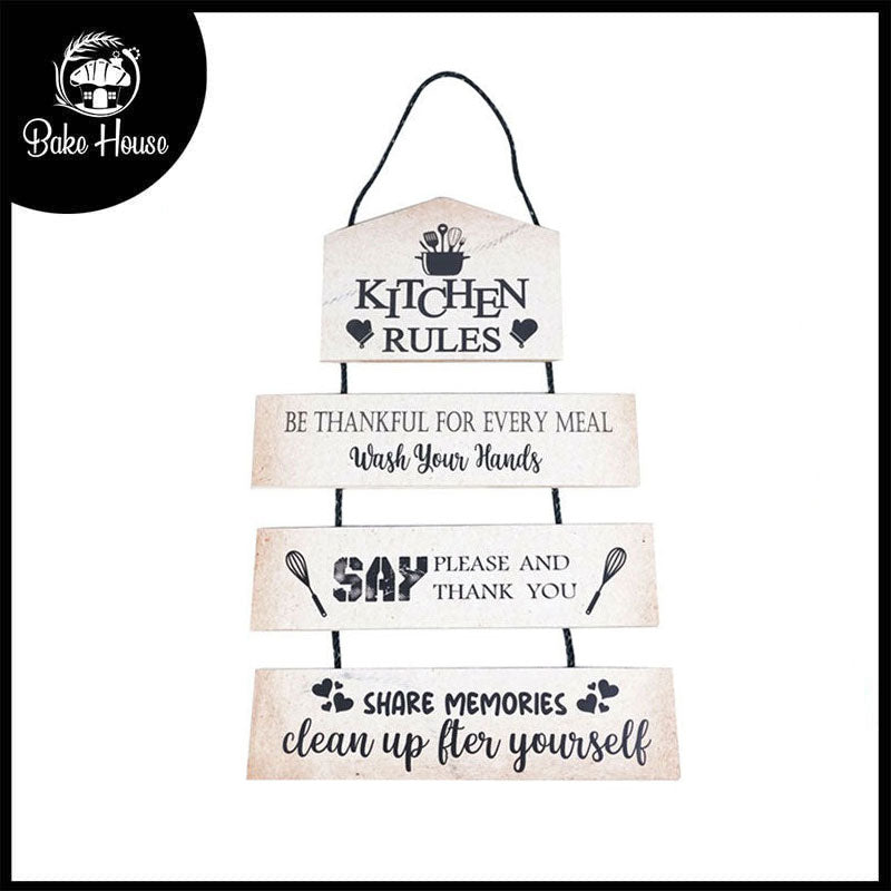 'Kitchen Rules, Be Thankful For Every Meal..' Positive Quotes Wooden Wall Hanging Decor