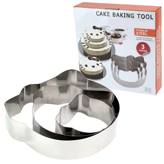 Kitty Shape Cake Baking Tool Stainless Steel 3Pcs Set