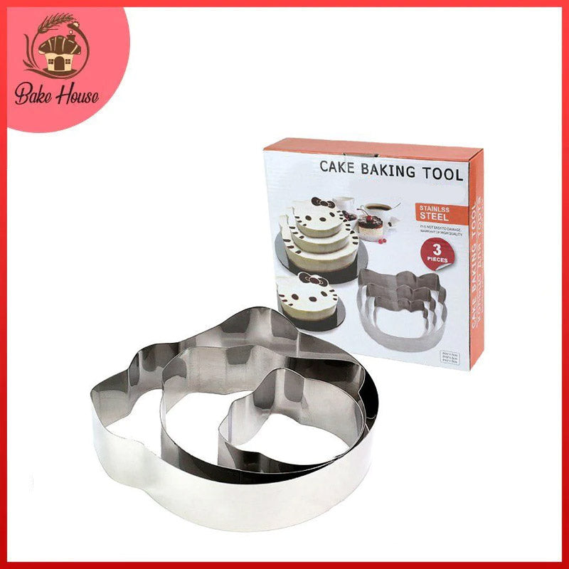 Kitty Shape Cake Baking Tool Stainless Steel 3Pcs Set