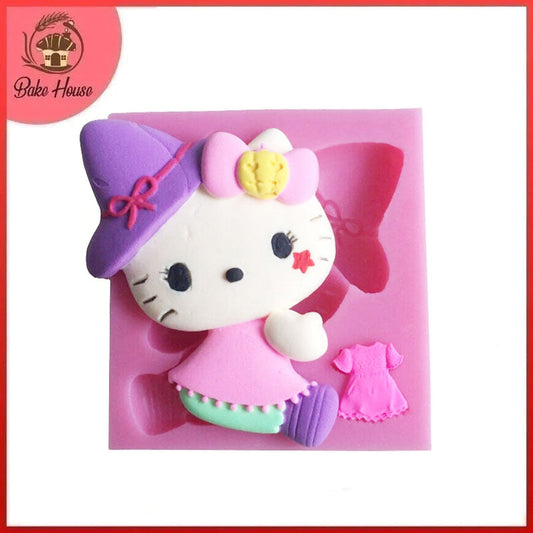 Kitty With Frock Silicone Fondant Mold