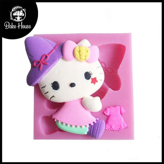 Kitty With Frock Silicone Fondant Mold