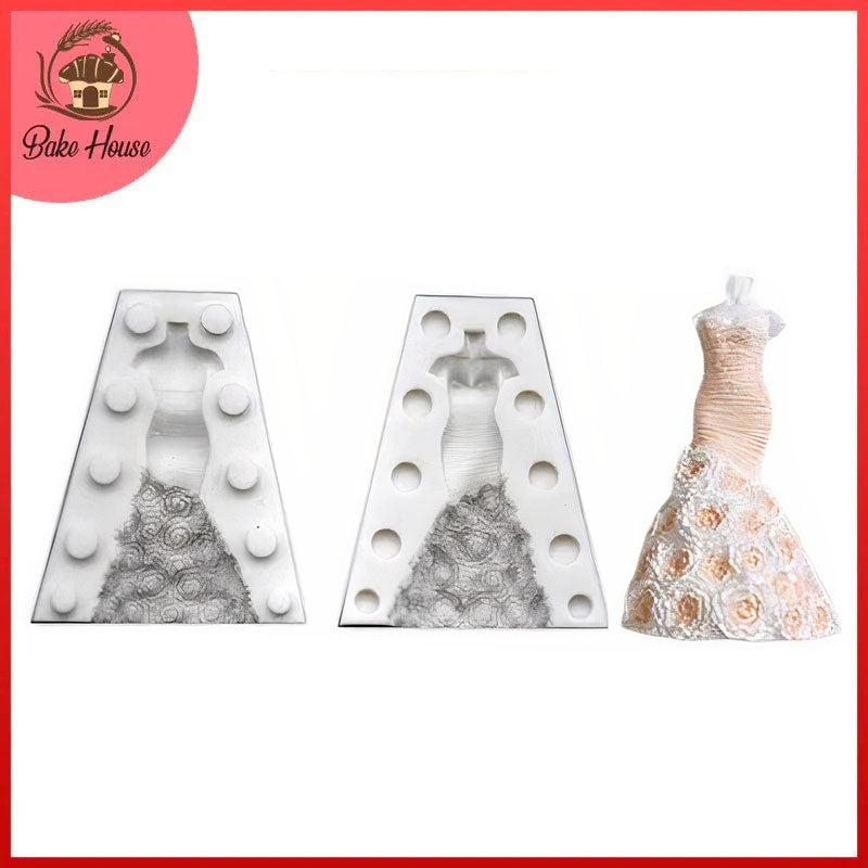 Ladies Dress Silicone Fondant Mold 2Pcs Set