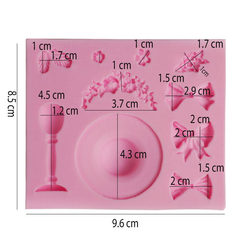 Ladies Hat, Bows & Flowers Silicone Fondant Mold 10 Cavity