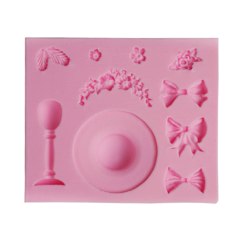 Ladies Hat, Bows & Flowers Silicone Fondant Mold 10 Cavity