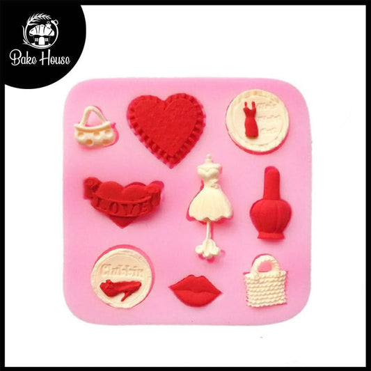 Lady Dress up Silicone Fondant Mold 9 Cavity