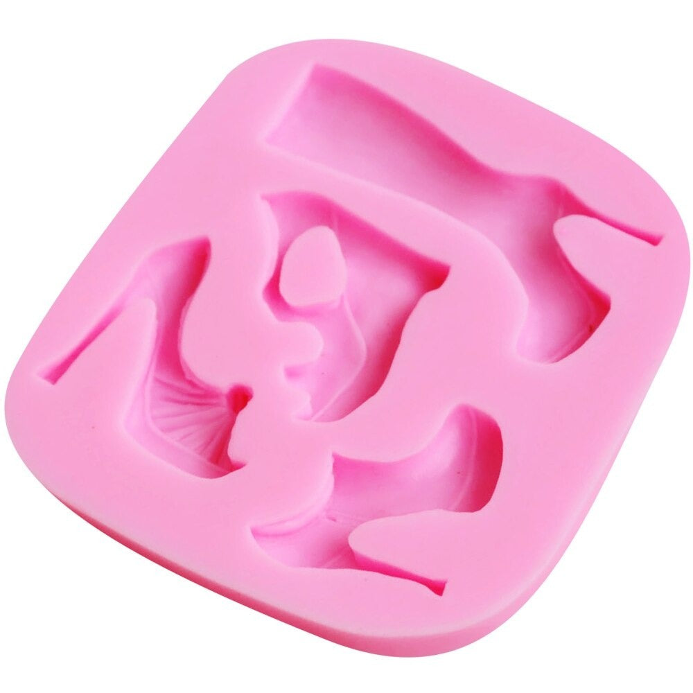 Lady Heel Shoes Silicone Fondant Mold 4 Designs