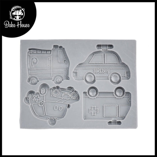 Land Transport Silicone Fondant Mold 4 Cavity