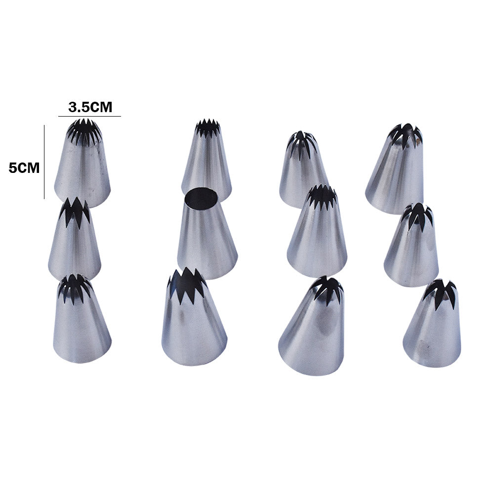 Large Size Icing Nozzle Stainless Steel 12Pcs Set