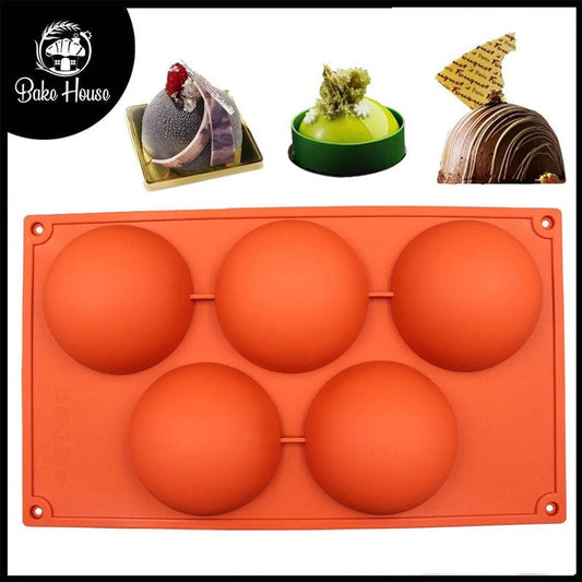 Large Size Silicone Half Sphere Ball Dessert Mold 5 Cavity