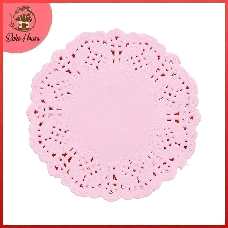 Light Pink Round Shape Doilies Paper 24Pcs Pack 11CM