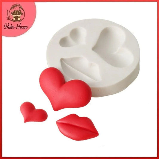 Lips With Heart Silicone Fondant Mold 3 Cavity
