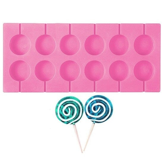 Lollipop Mold Round Silicone 12 Cavity