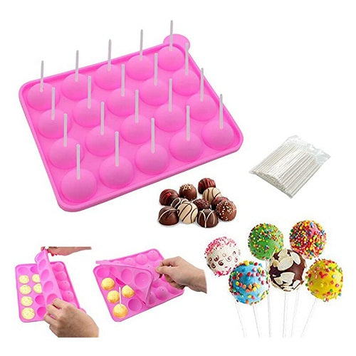 Lollipop Mold Silicone 2Pcs With Pop Sticks 20 Cavity