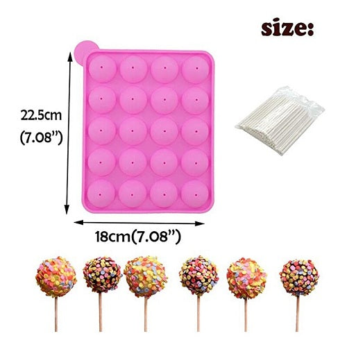 Lollipop Mold Silicone 2Pcs With Pop Sticks 20 Cavity