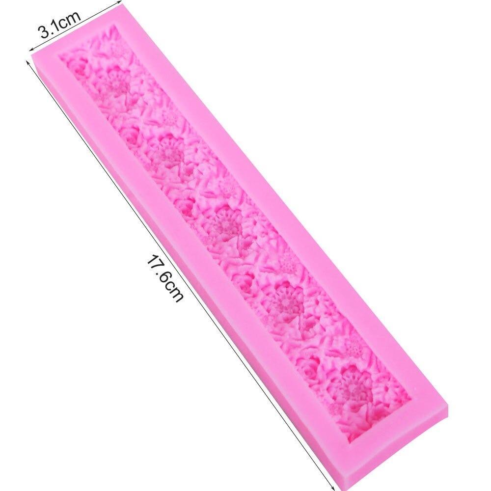 Long Strip Roses Flowers Silicone Fondant Cake Border Mold