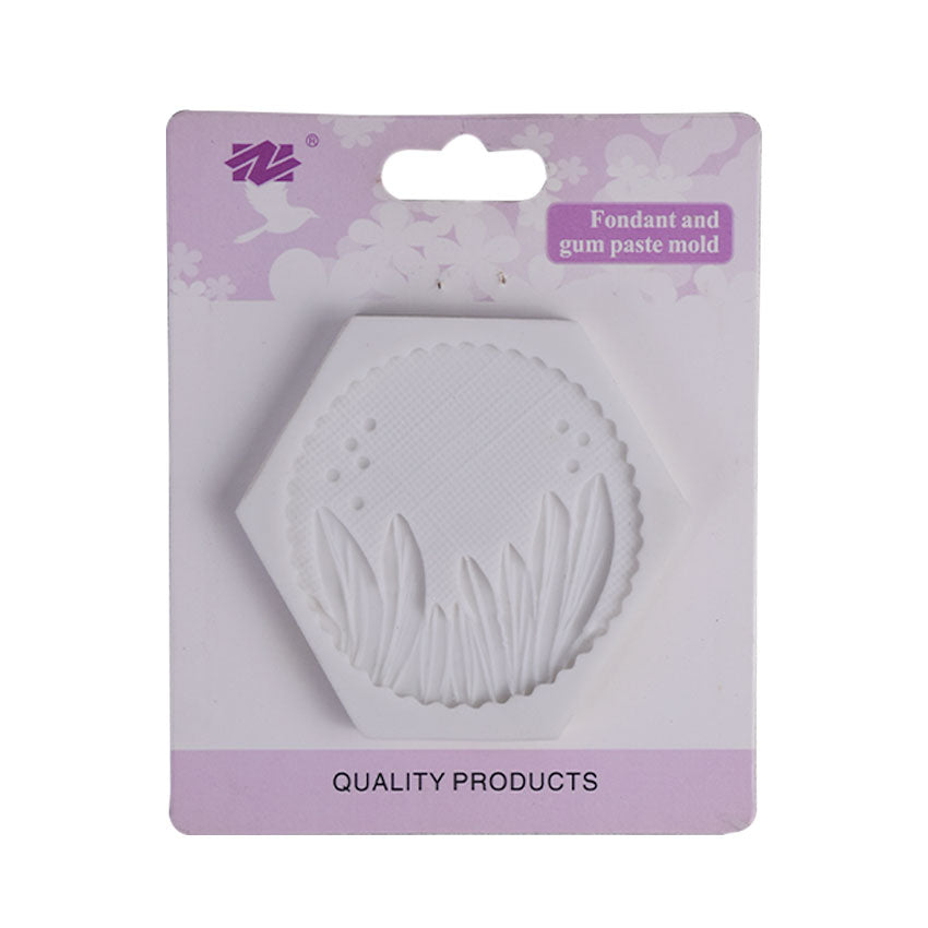 Long Thin Leaves in Round Shape Border Silicone Fondant Mold