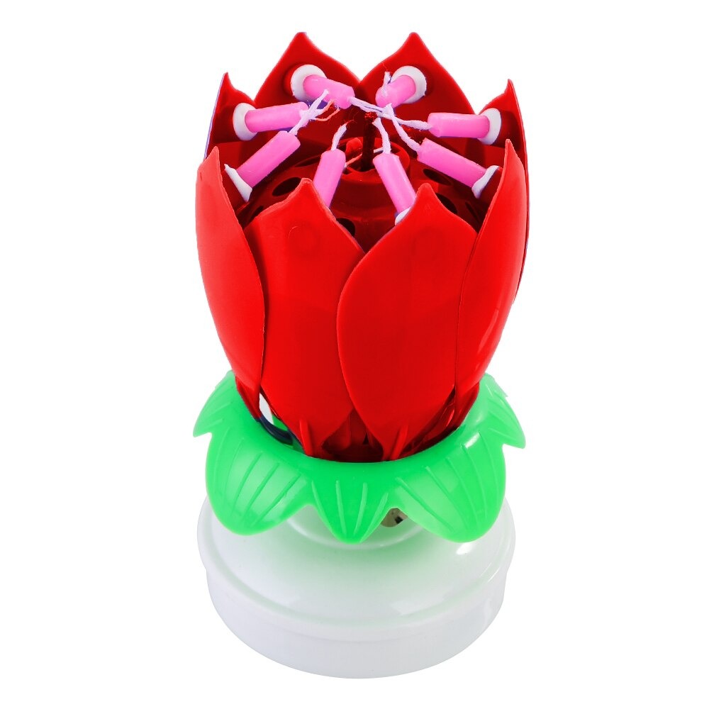 Lotus Flower Shape Sparkling (happy birthday) Musical Candle Round Stand