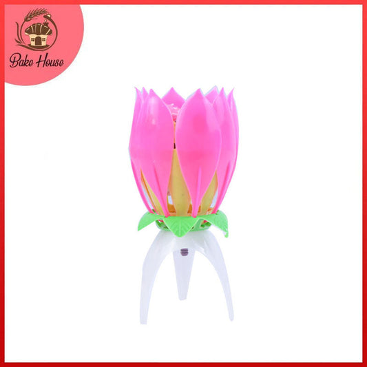 Lotus Flower Shape Sparkling (happy birthday) Musical Candle