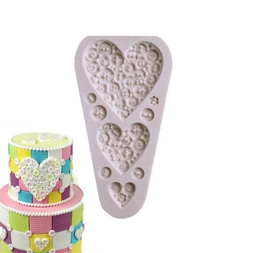 Love Button Heart Silicone Fondant Cake Border Mold