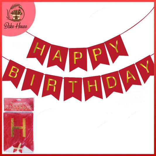 Happy Birthday Red Bunting Banner For Birthday Party Decoration