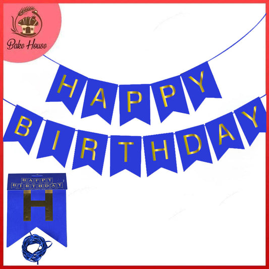 Happy Birthday Blue Bunting Banner For Birthday Party Decoration