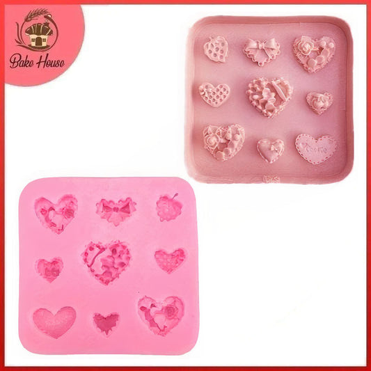 Love Hearts Silicone Fondant & Chocolate Mold 9 Cavity