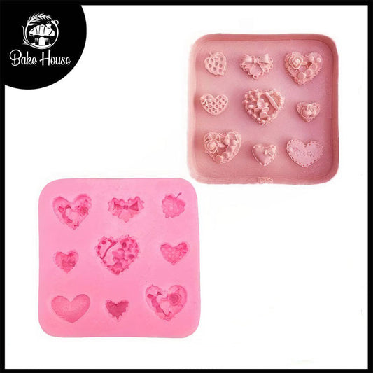 Love Hearts Silicone Fondant & Chocolate Mold 9 Cavity