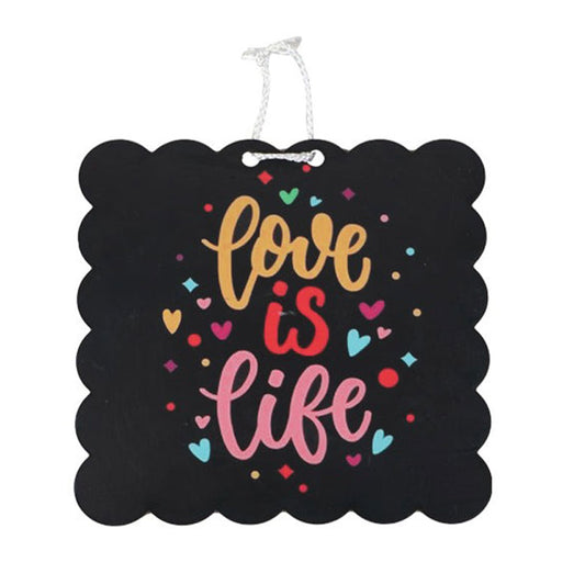 'Love Is Life' Quote Wooden Wall Hanging Decor
