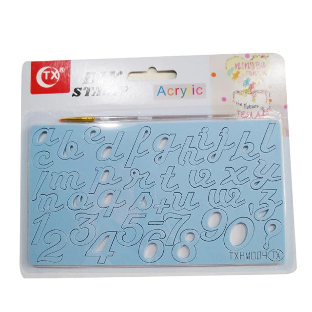 Lowercase Alphabets Numbers & Symbols Fondant Stamp With Brush