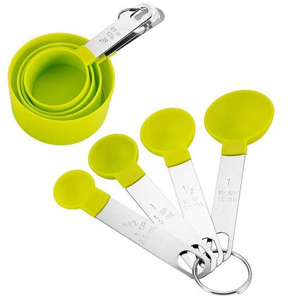 Measuring Cups & Spoons Steel & Plastic 8Pcs Set