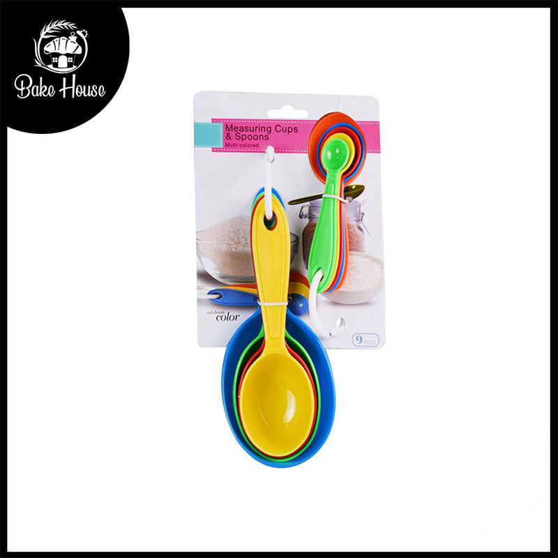 Measuring Cups & Spoons Colorful 9Pcs Set Plastic