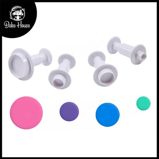 Round Fondant Plunger Cutter 4Pcs Set Plastic