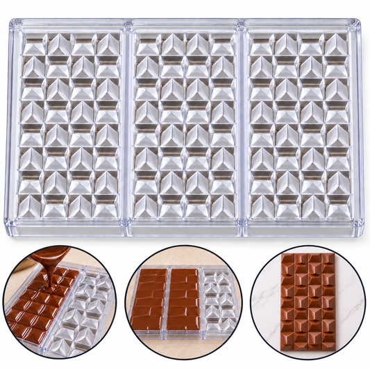 Triangle Pattern Acrylic Chocolate Bar Mold 3 Cavity