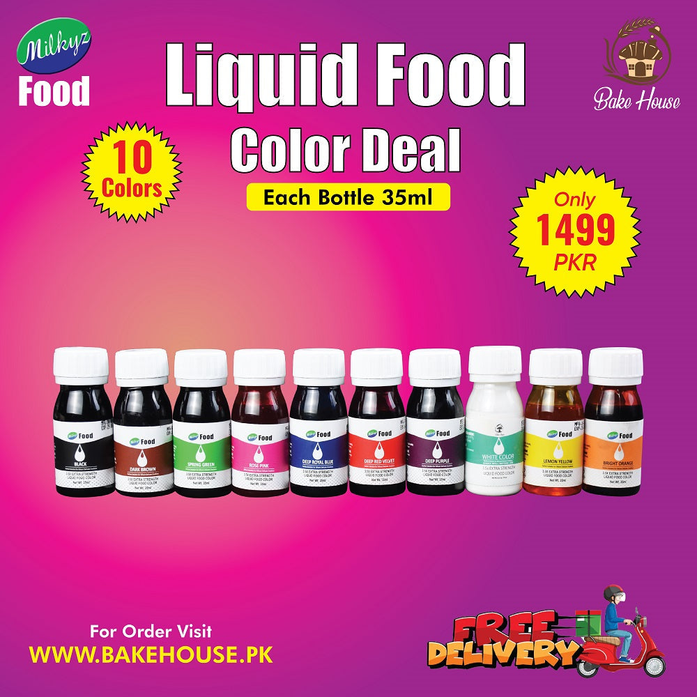 Milkyz Food Liquid Food Colors Deal 35ML 10Pcs Free Delivery All Over Pakistan