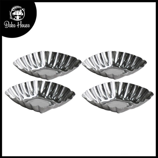 Mini Diamond Shaped Tart Pan Silver 4 Pcs Set 8.7cm