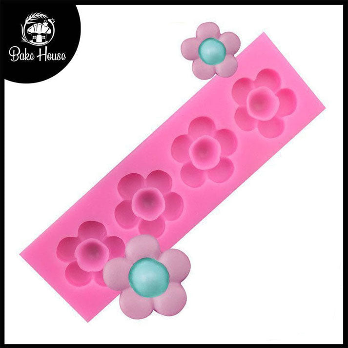 Mini Flower Silicone Fondant & Chocolate Mold 4 Cavity Design 02