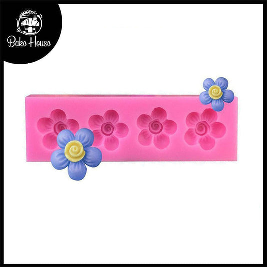 Mini Flower Silicone Fondant & Chocolate Mold 4 Cavity Design 01