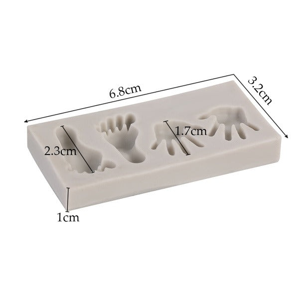 Mini Foot & Hand Silicone Fondant Mold 4 Cavity