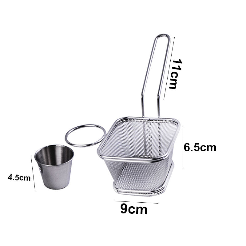 Mini Fry Basket Stainless Steel with Sauce Cup