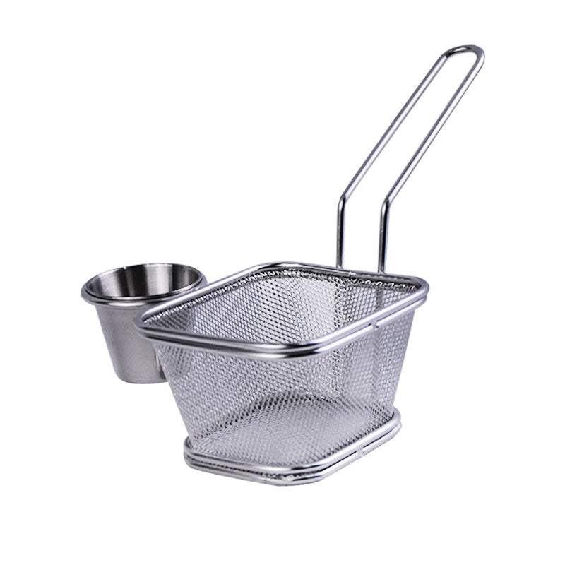 Mini Fry Basket Stainless Steel with Sauce Cup