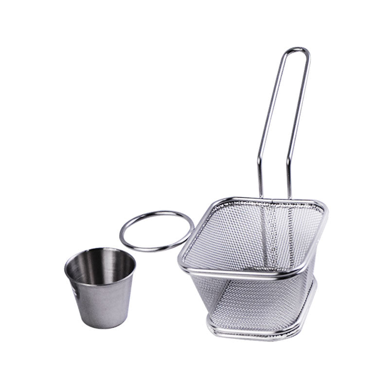 Mini Fry Basket Stainless Steel with Sauce Cup