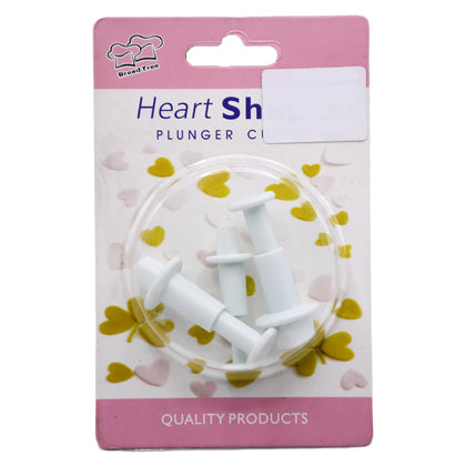 Mini Heart Fondant Plunger Cutter 3Pcs Set Plastic