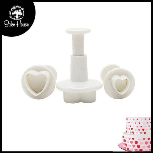 Mini Heart Fondant Plunger Cutter 3Pcs Set Plastic