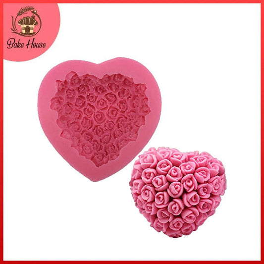 Mini Roses In Heart Shape Silicone Mold