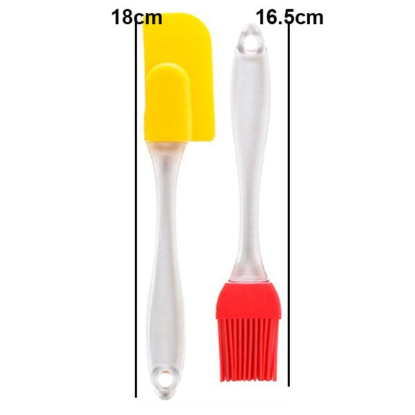 Mini Silicone Spatula & Brush Set Plastic Handle