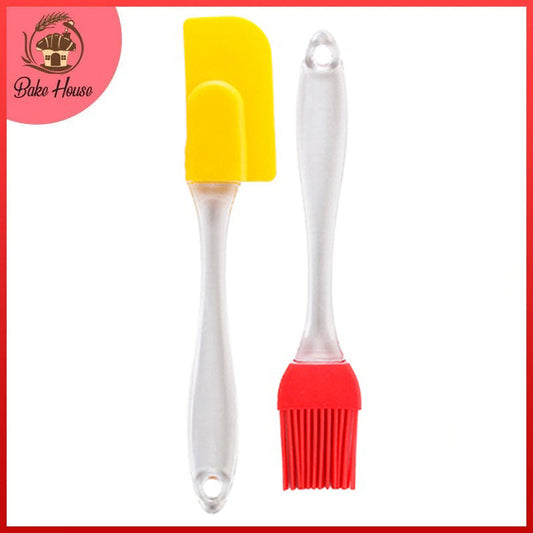 Mini Silicone Spatula & Brush Set Plastic Handle