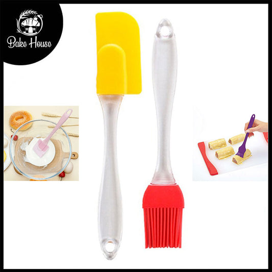 Mini Silicone Spatula And Brush Set Plastic Handle