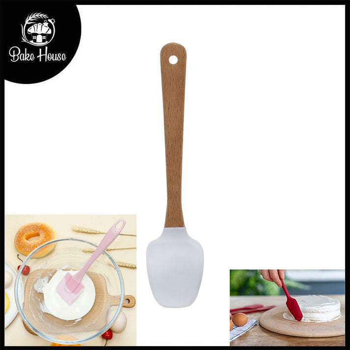 Mini Silicone Spoon Spatula With Wood Handle