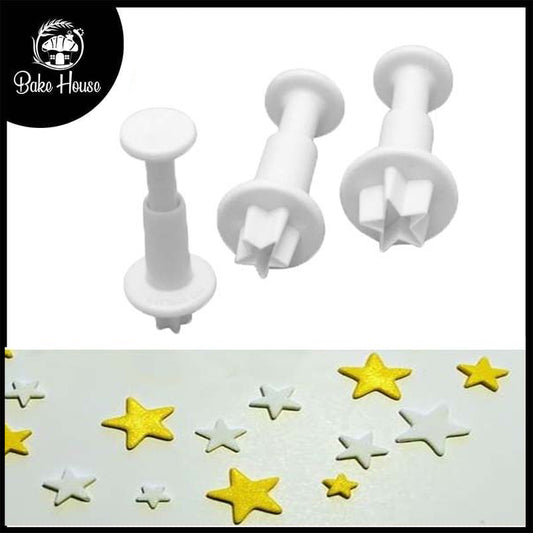 Mini Star Fondant Plunger Cutter 3Pcs Set