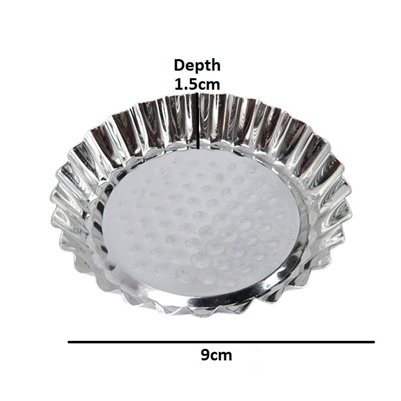 Mini Tart Pan Silver 4 Pcs Set Round Shallow